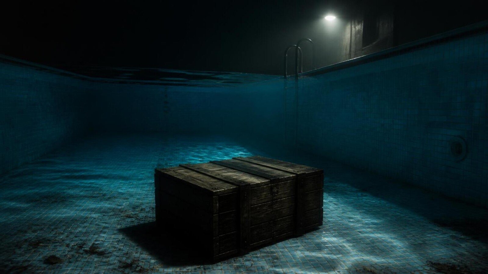 La cassa sul fondo della piscina era ancora occupata
